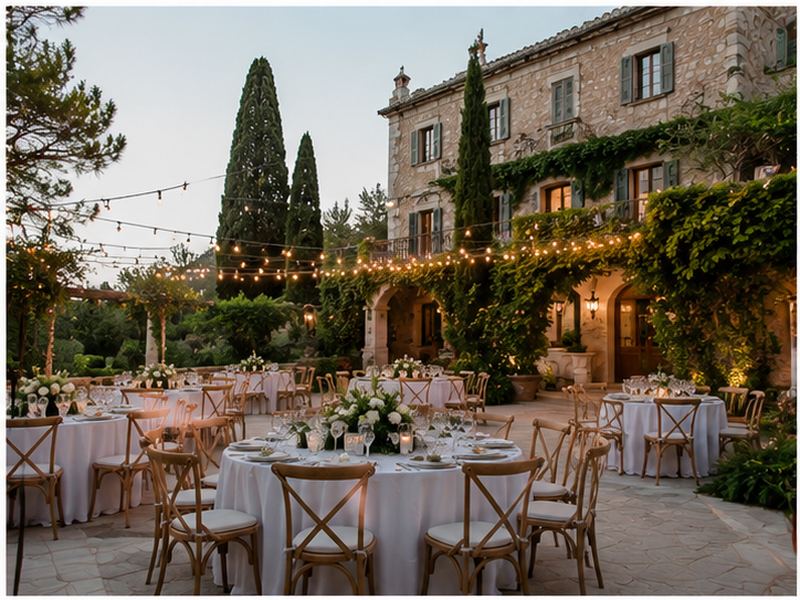 Luxury wedding villa evening in Mallorca with private chauffeur service